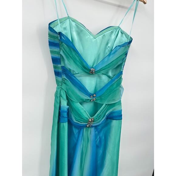 Vintage Cache Sweetheart Backless Jewel Formal Maxi Prom Dress Y2K Fairy Size 10 - Picture 8 of 11